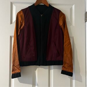 NWT The Eighty Twenty Bomber Jacket Black, Burgundy, Orange double sided. Sz S